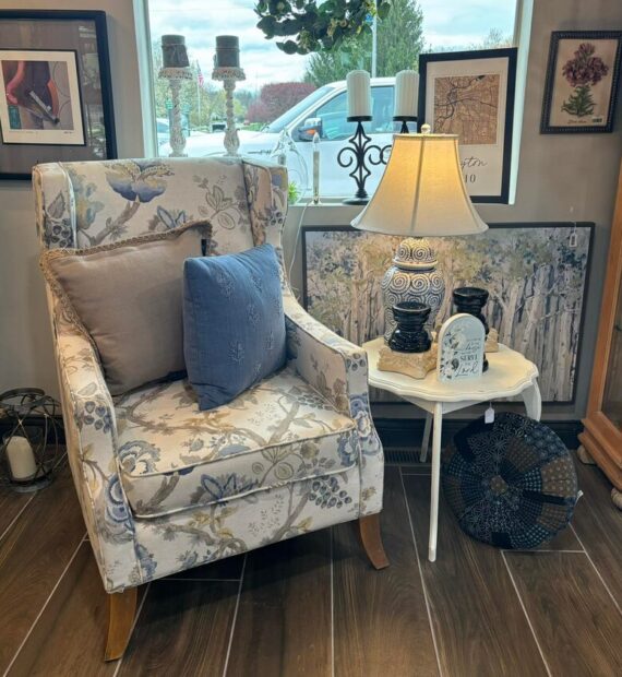 floral chair with pillows and decor centerville ohio home boutique